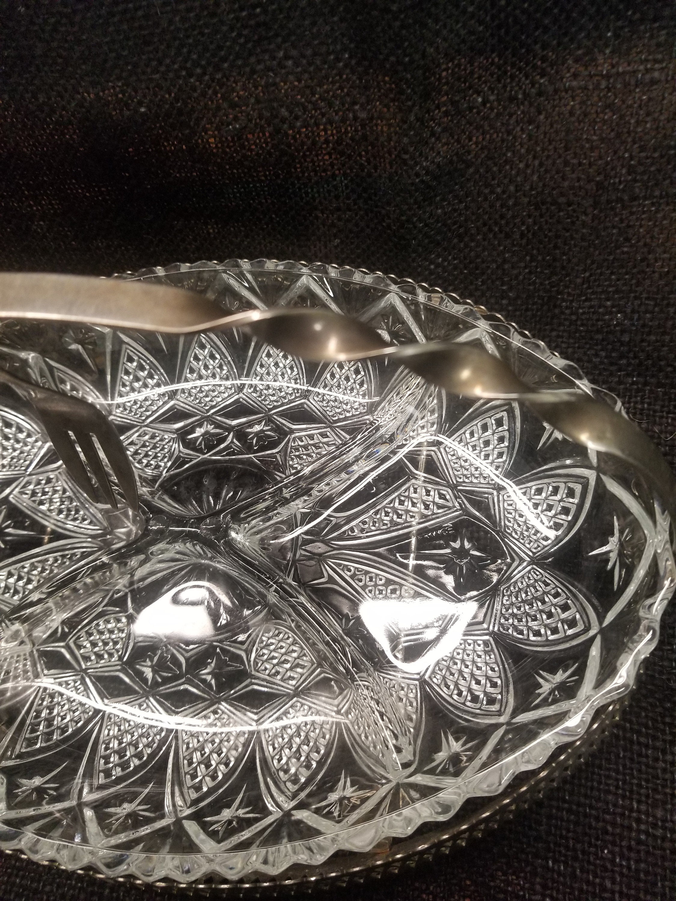 Vintage Silver Plated Cut Glass Relish/pickle Dish Tray Etsy