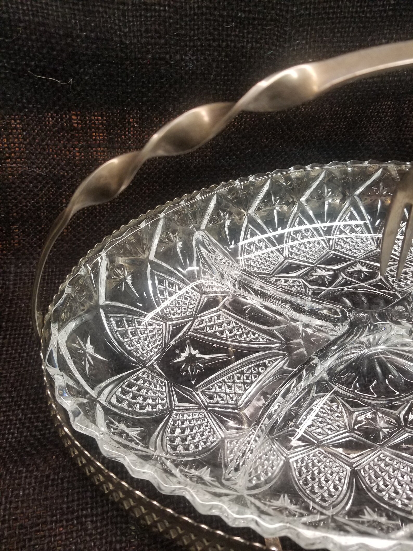 Vintage Silver Plated Cut Glass Relish/pickle Dish Tray Etsy