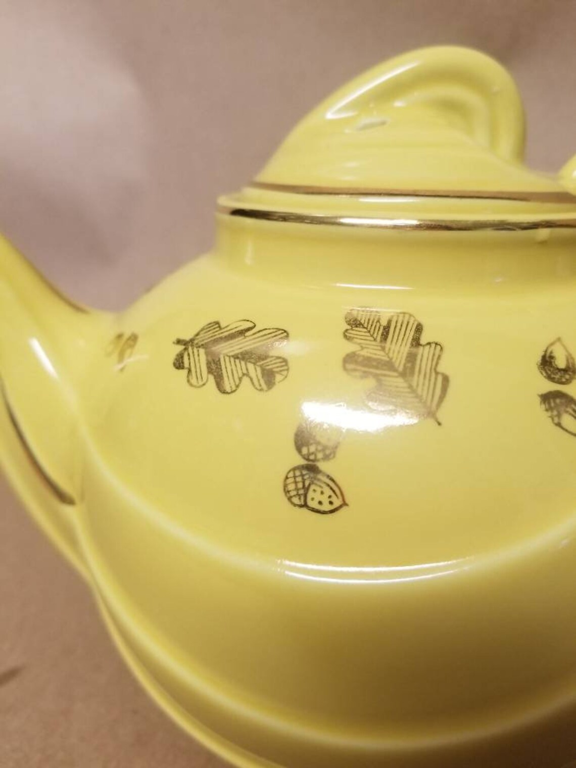 Vintage Hall 0799 6 Cup Yellow Gold Porcelain Teapot 1940s Oak Etsy