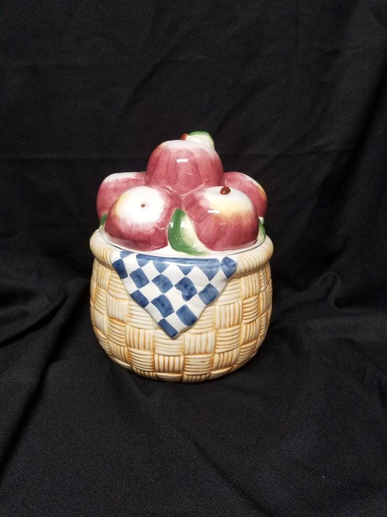 Red Apple Basket Cookie Jar International Corp. Susan Winget Etsy