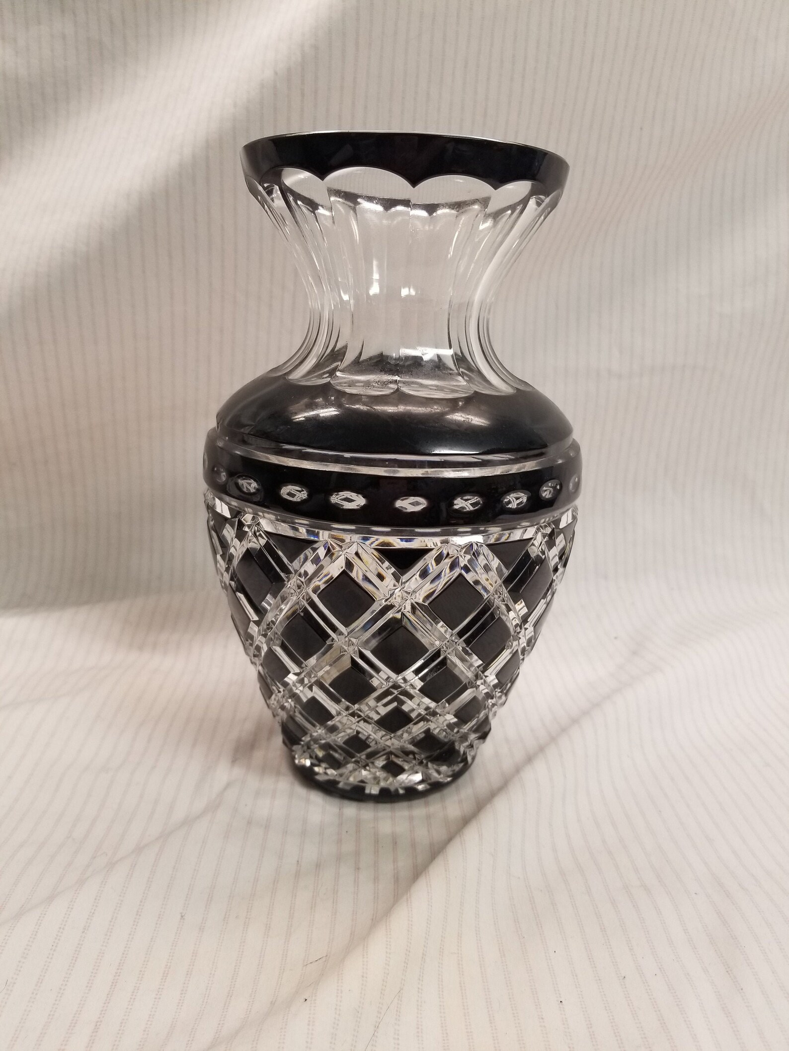 Black Onyx Polish Crystal Vase Black Sapphire 24 Lead Crystal Etsy