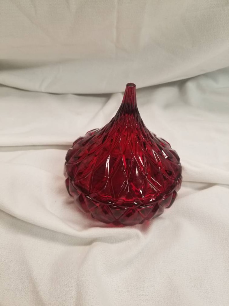 Vintage Godinger Crystal Red Hershey's Kiss Candy Dish Etsy