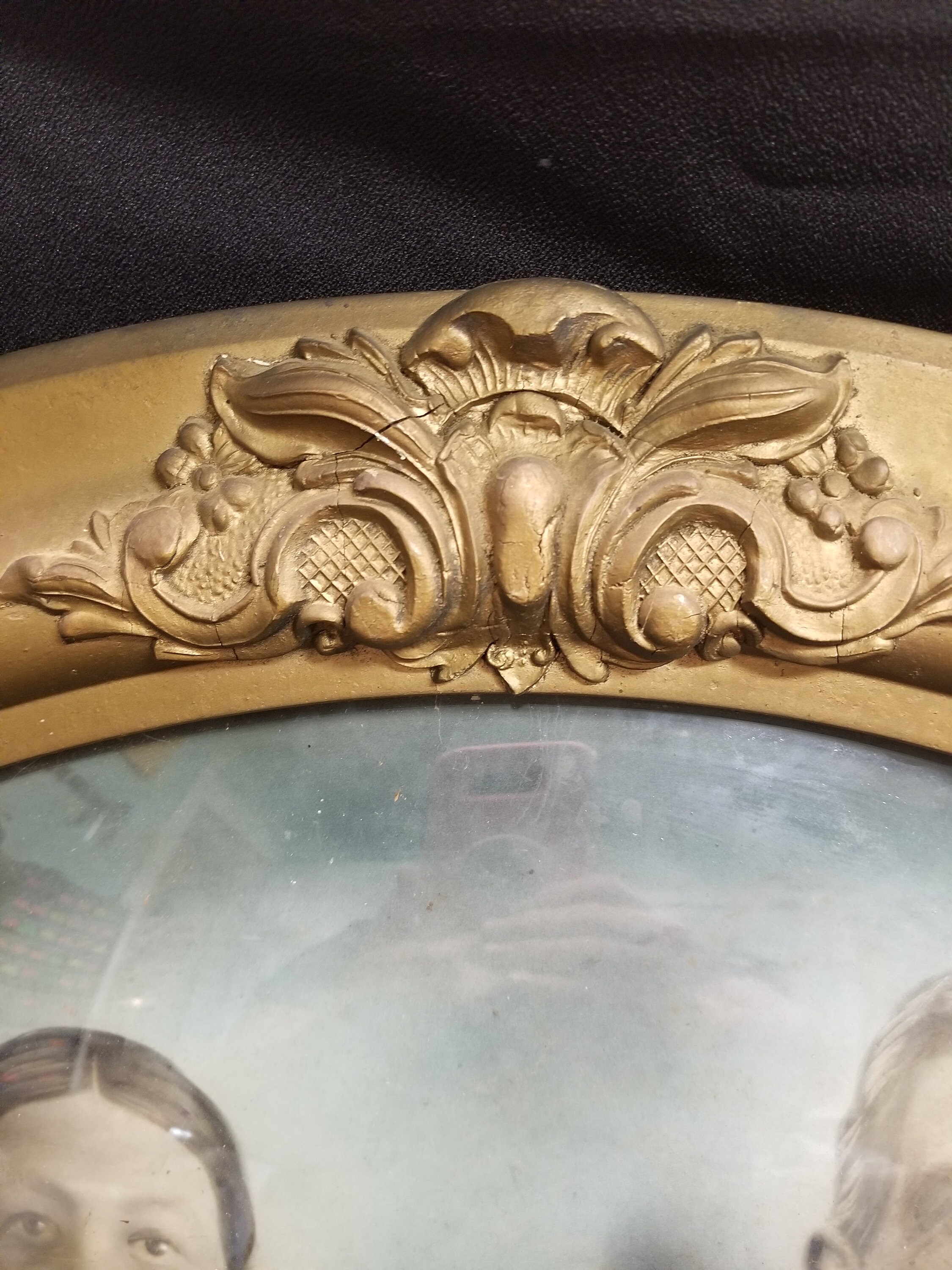 Antique Oval Convex Glass 1920s Chalk Portrait Gold Frame Etsy