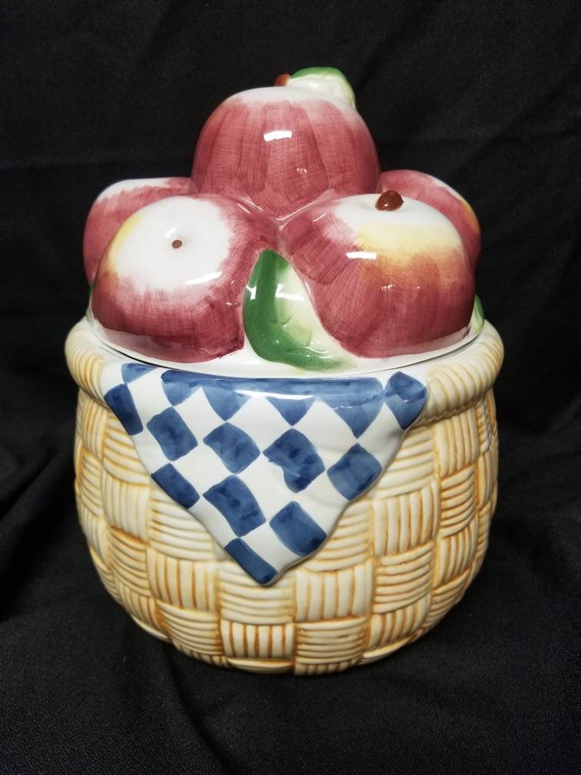 Red Apple Basket Cookie Jar International Corp. Susan Winget Etsy