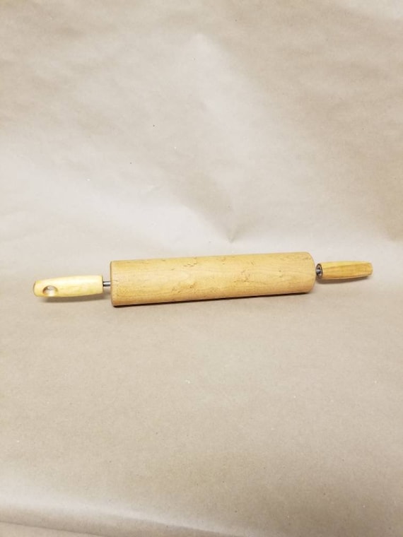 Vintage Wood Rolling Pin with Tapered Wood Handles Kitchen Etsy