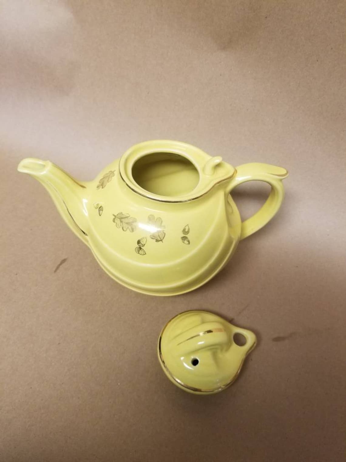 Vintage Hall 0799 6 Cup Yellow Gold Porcelain Teapot 1940s Oak Etsy