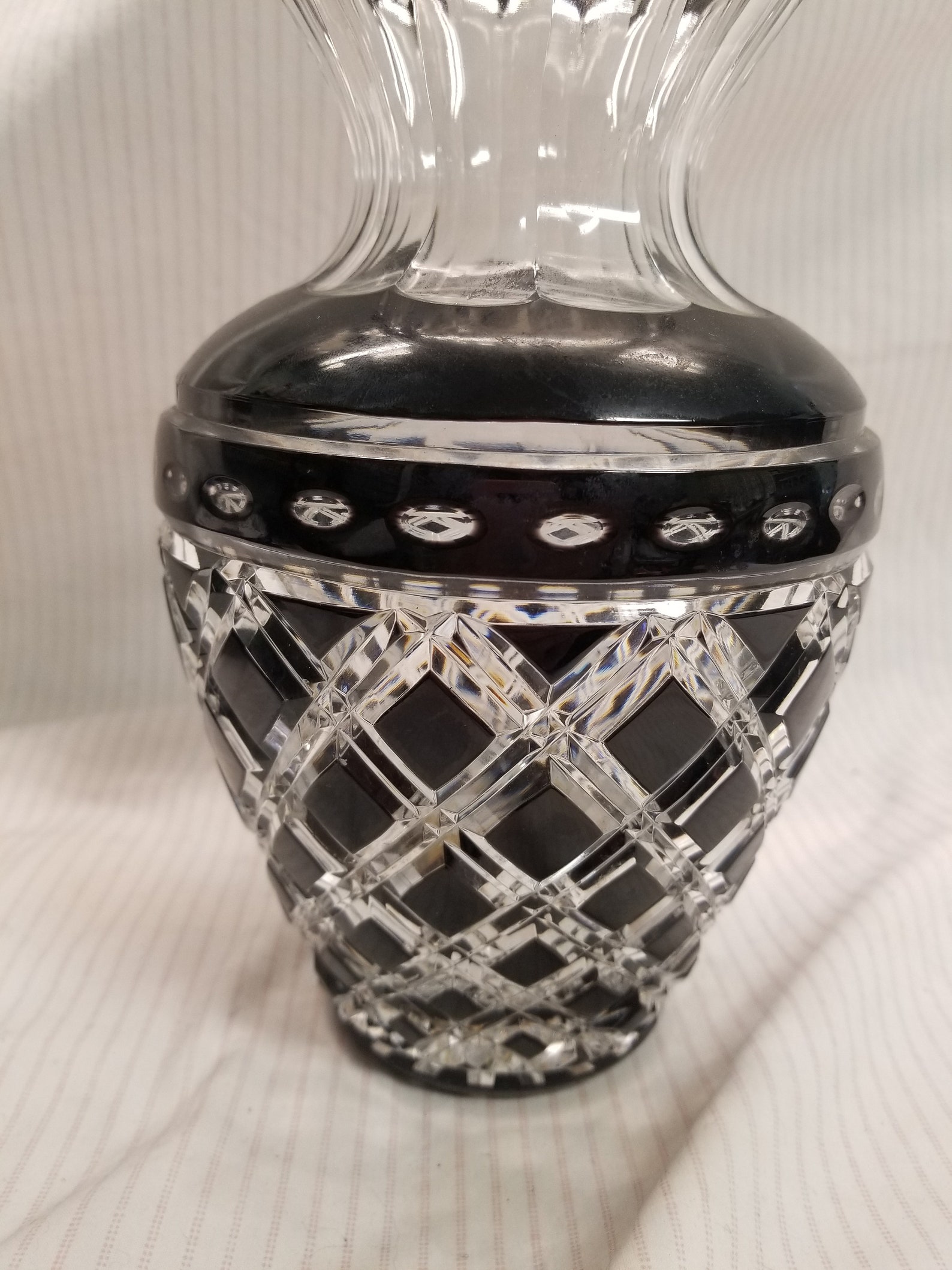 Black Onyx Polish Crystal Vase Black Sapphire 24 Lead Crystal Etsy