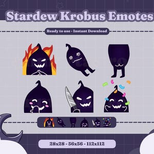 Stardew Valley Krobus Emotes for Twitch, Discord, Youtube | Streaming Emotes, Twitch Emotes, Cute Chibi Emotes, Stardew Valley