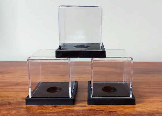 3-Pack, Golf Ball Display Case - Clear with Black Plastic Base
