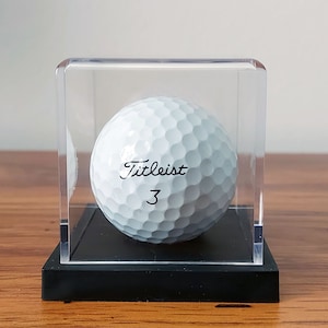 Golf Ball Display Case - Clear with Black Plastic Base | 2 Piece Design