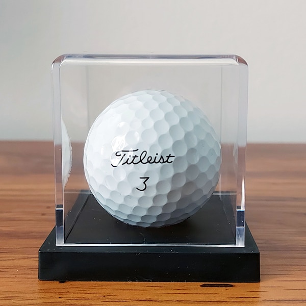 Golfbalvitrine - helder met zwarte kunststof basis | 2-delig ontwerp