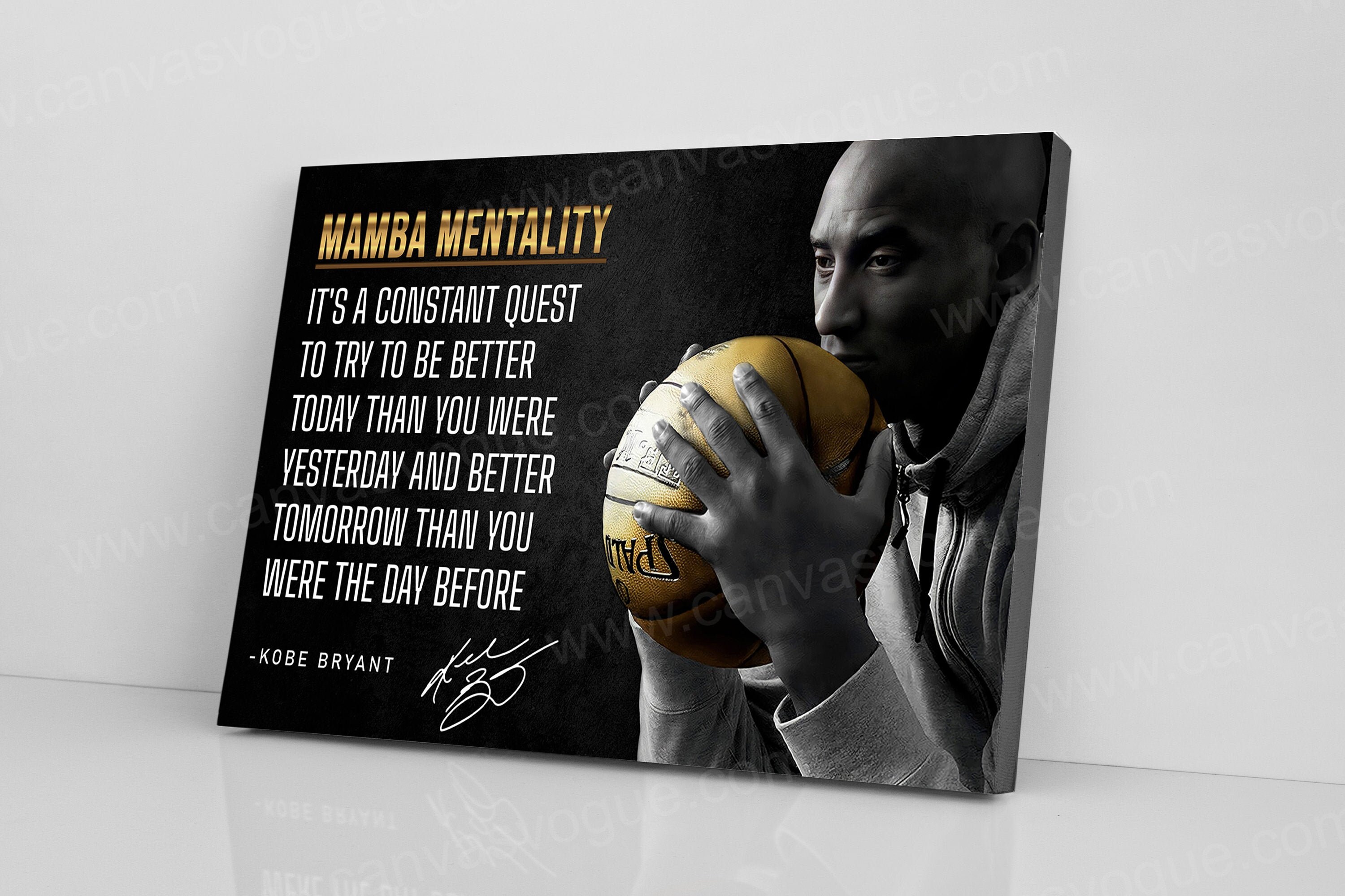 Mamba Mentality Canvas Wall Art Kobe Bryant Poster Black  Etsy