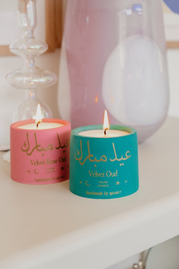 Eid Mubarak Arabic Velvet Oud Candle / Handmade Vegan Soy Etsy Singapore