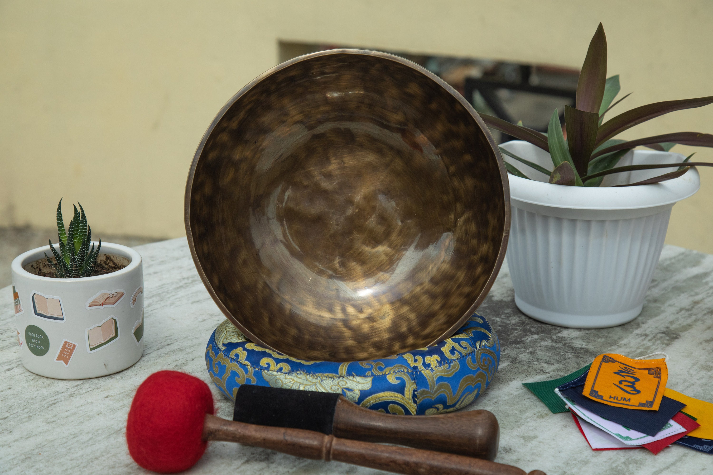 Bol Chantant Tibétain En Bronze - 11 Pouces - Pleine Lune - Neuf Avec Accessoires