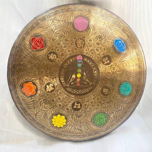 50-100 CM Tibetan Gong Handcrafted color Yogi Gong | Deep Vibrational Sound | Gong Sound Bath | Spiritual Healing Gong for Yoga & Meditation