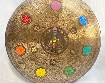 50-100 CM Tibetan Gong Handcrafted color Yogi Gong | Deep Vibrational Sound | Gong Sound Bath | Spiritual Healing Gong for Yoga & Meditation