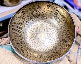 Extra Large Flower of Life Singing Bowl: Handcrafted Sound Therapy