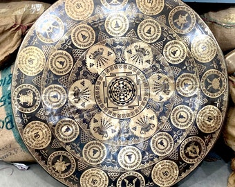 Extra large Tibetan super fine gone- verious arts and crafts carving. himalayan gong- sound healing - mantra blessing made in nepal