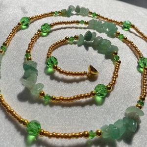 Green Aventurine and gold waist beads/ waist chain