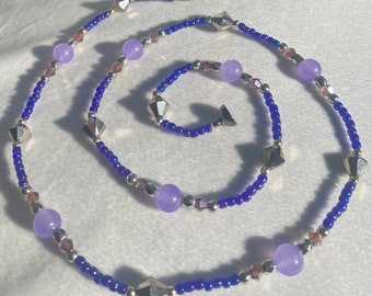 Cuentas de cintura con detalles de jade lavanda y plata