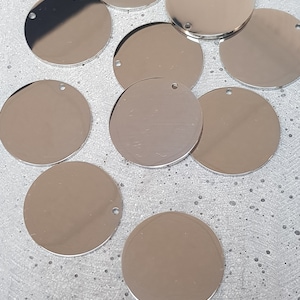PACK OF 10 round metal blanks. 32mm Silver Stainless Steel Disc 2mm thick. polished on 1 side, matte back for crafts, engraving, stamping image 8
