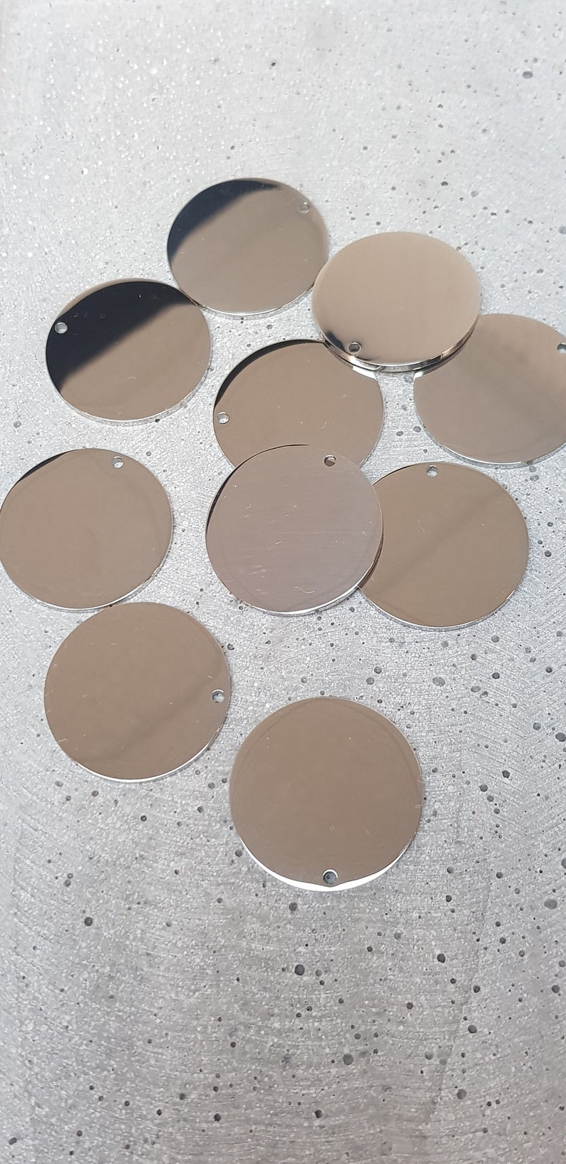 PACK OF 10 round metal blanks. 32mm Silver Stainless Steel Disc 2mm thick. polished on 1 side, matte back for crafts, engraving, stamping image 8