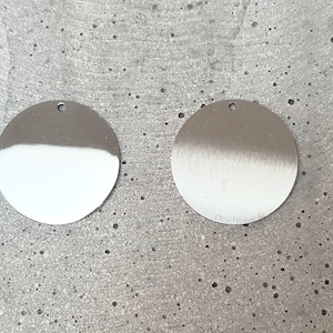 PACK OF 10 round metal blanks. 32mm Silver Stainless Steel Disc 2mm thick. polished on 1 side, matte back for crafts, engraving, stamping image 4