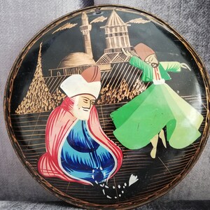 Vintage Mevlana Rumi Plate, Dervish Plate, Hand Painted Rumi Paint, The Father of Whirling Dervishes, Sufi Dancers, Wall Hanging sufism Art