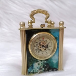 Vintage Miniature Painting Table Clock: Mechanical Alarm Clock - Etsy