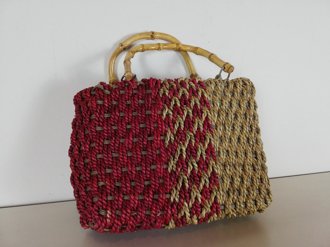 Straw Knitted Evening Bag  -  handcrafted disney tote bag,weekender bag women,louis vuitton bag,toiletry,designer bag,cute tote bag bag men, foto 2 di 5