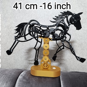 Black Pearl Kinetic Horse Sculpture, Modern Moving 3D Printed Horse Art, Unique Black Horse Decor, Elegant Gift for Horse Lovers
