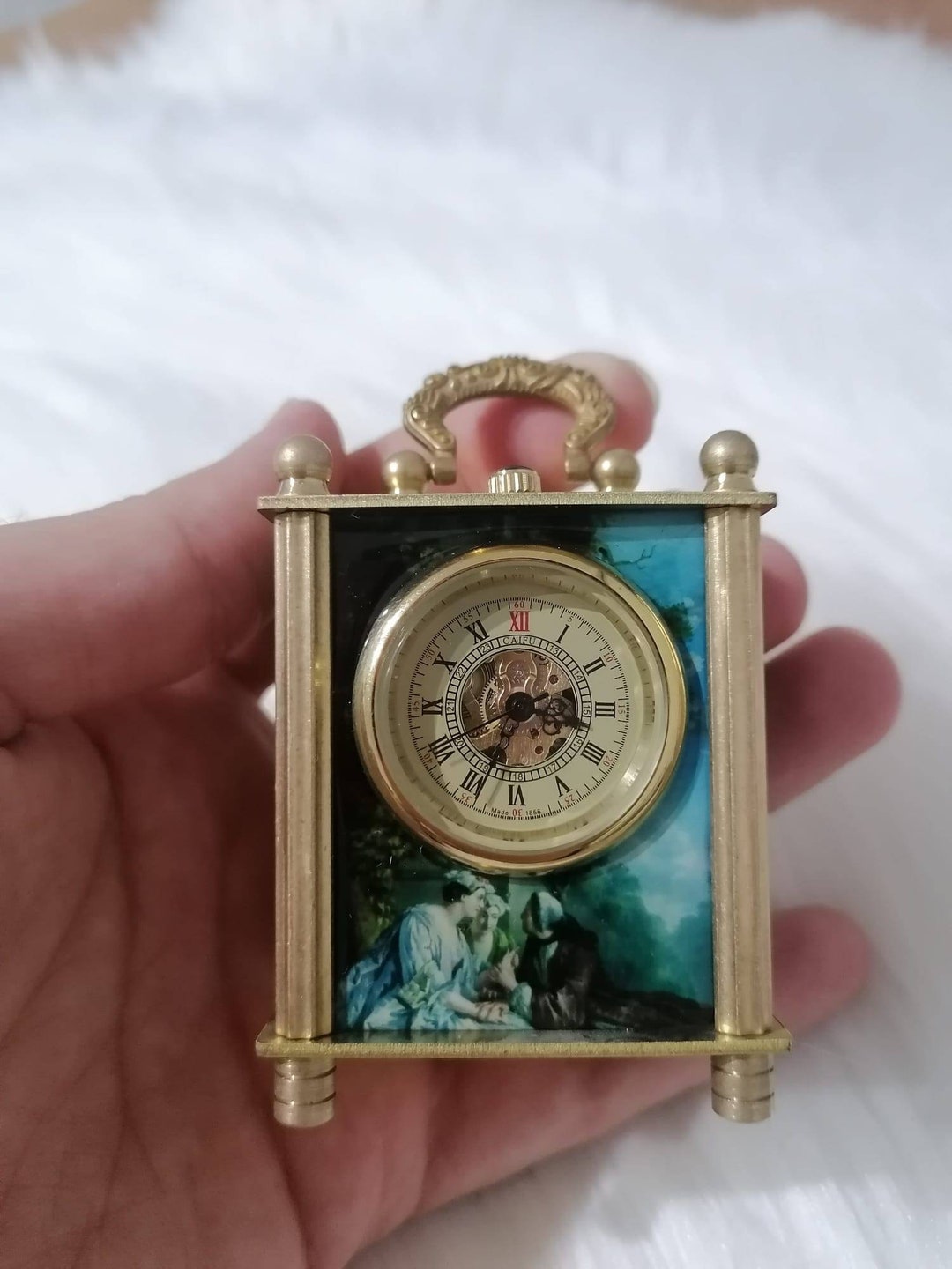 Miniature Painting Clock, Vintage Clock, Mechanical Clock, Animated Clock, Chimp Clock, Clock