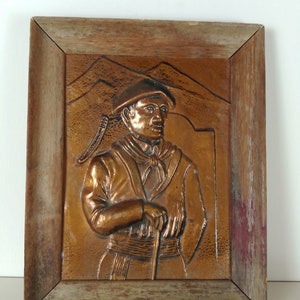 Vintage Copper Relief Plaque-Vintage embossed