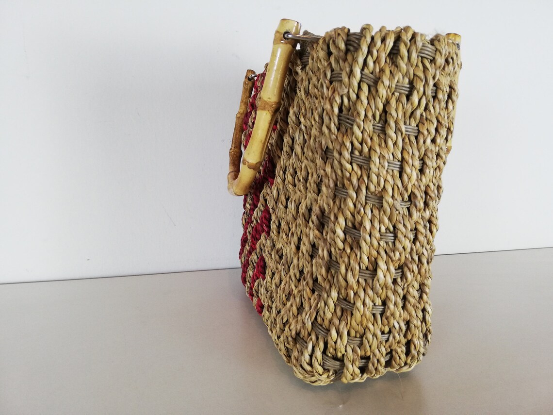 Straw Knitted Evening Bag  -  handcrafted disney tote bag,weekender bag women,louis vuitton bag,toiletry,designer bag,cute tote bag bag men, foto 3 di 5