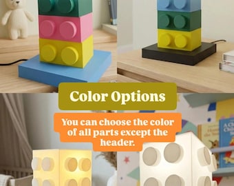 Lampada a blocchi di mattoni colorati – Luce notturna per bambini per stanze giocose – Lampada da terra a blocchi