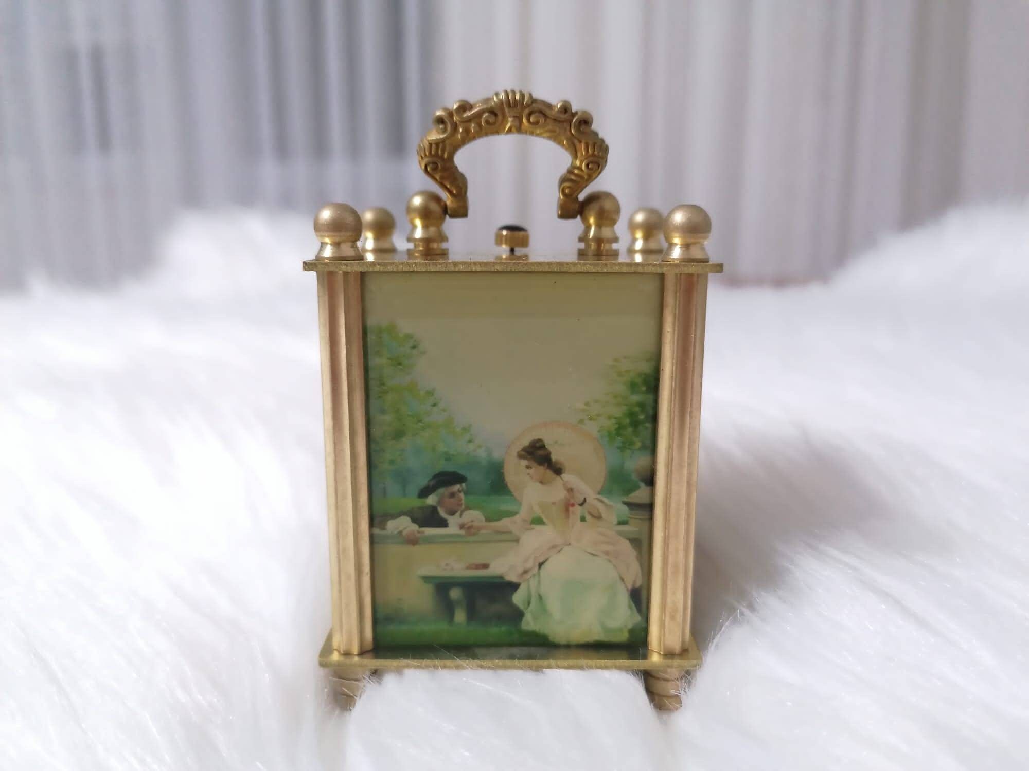 Vintage Miniature Painting Table Clock: Mechanical Alarm Clock - Etsy
