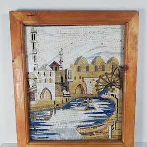 Mosaic Panel Chart-Ottoman Street-Mill, Bridge, İnn, Mosque 65*70 cm mosaic marble flooring mosaic tile garden mosaic