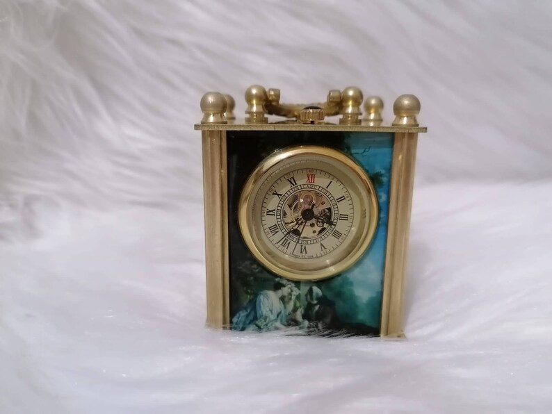 Vintage Miniature Painting Table Clock: Mechanical Alarm Clock - Etsy