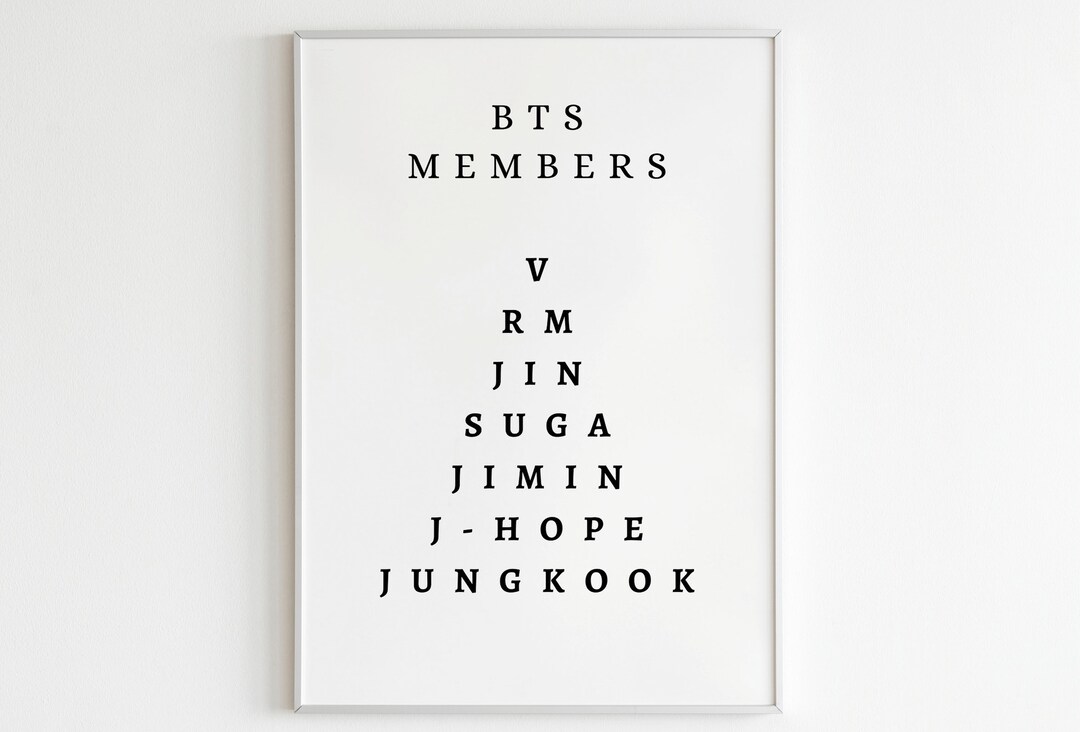 BTS | Member's Name | BTS Printable Decoration, Instant Download, Kpop ...