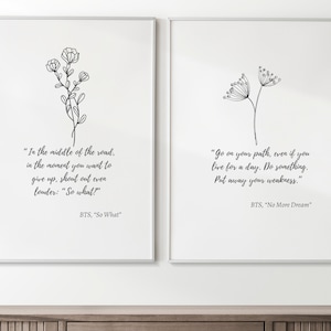 BTS Bundle Quotes| Set of 12, Instant Download, BTS Quote, Printable Art Wall, Wall Art Quote, Home Decoration, Minimalist Artwork