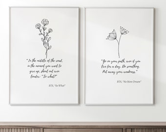 BTS Quote Art Prints: Minimalist Home Decor (Digital Download)