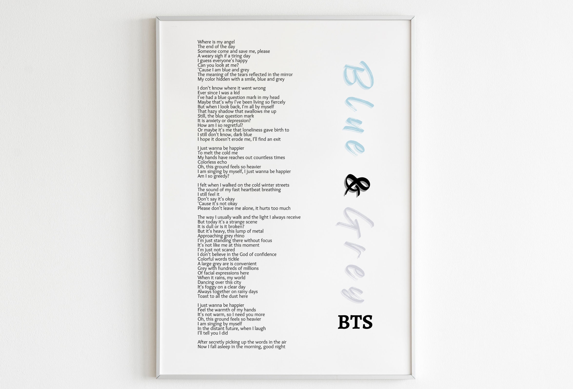 Blue & Grey BTS Song Lyrics BTS Quotes Set of 5 Home Decoration, BTS ...