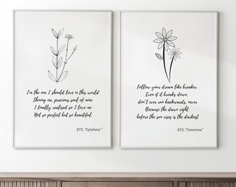 BTS Quote Art Prints, Set of 6, KPOP Wall Decor (Digital Download)