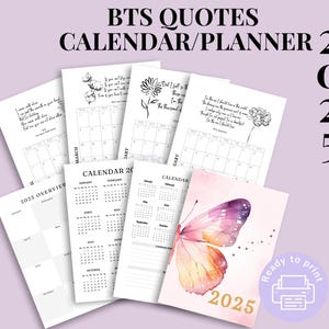 2025 BTS Quote Calendar: Printable Wall & Desk Planner (Digital Download)