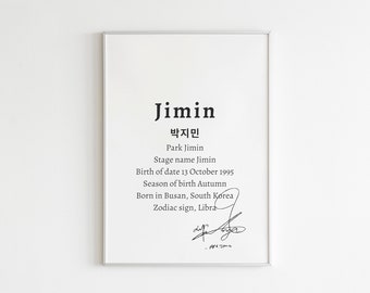 BTS Jimin Printable Art: Kpop Minimalist Home Decor (Digital Download)