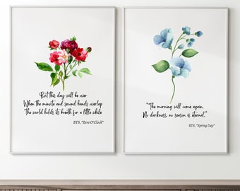 BTS Quote Art Print Set: Floral Minimalist Wall Art (Digital Download)