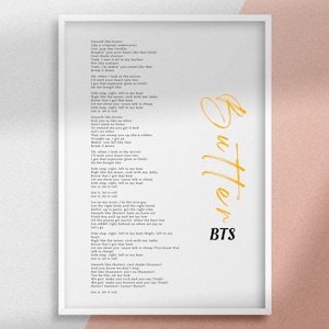 BTS Butter Lyrics Print: Kpop Minimalist Wall Art (Digital Download)