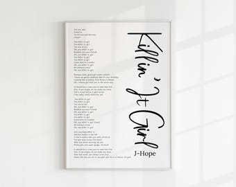 J-Hope 'Killin' It Girl' Lyric Art: BTS Kpop Printable (A4 Digital Download)