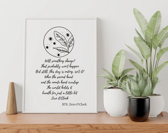 Ensemble d'impressions d'art BTS Quotes : Zero O'Clock et pas aujourd'hui (téléchargement numérique)