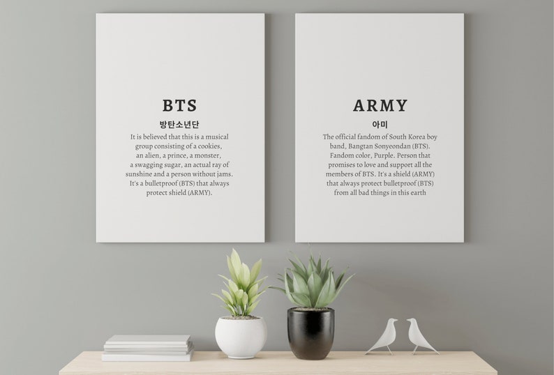 BTS BTS Definition BTS Printable Decoration, Instant Download, Black ...